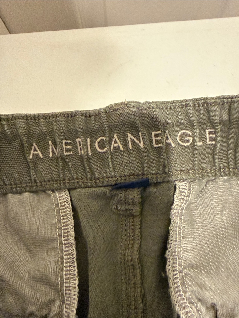 A/E High Rise Trouser Short 11” Inseam Stretch Olive Flat Front Pockets Preppy 8 - Picture 11 of 14
